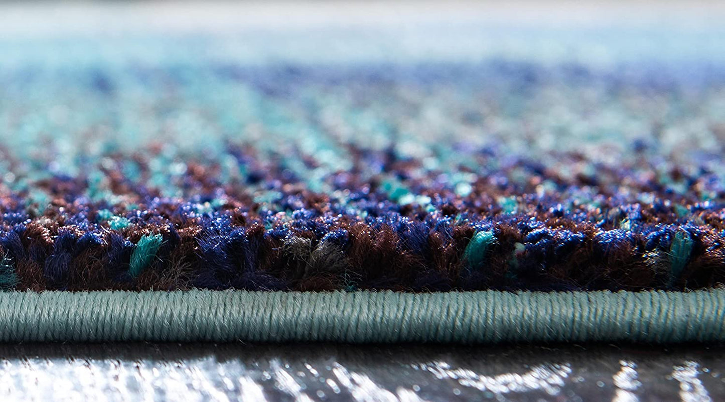 Estrella Collection Vibrant Abstract Blue Area Rug