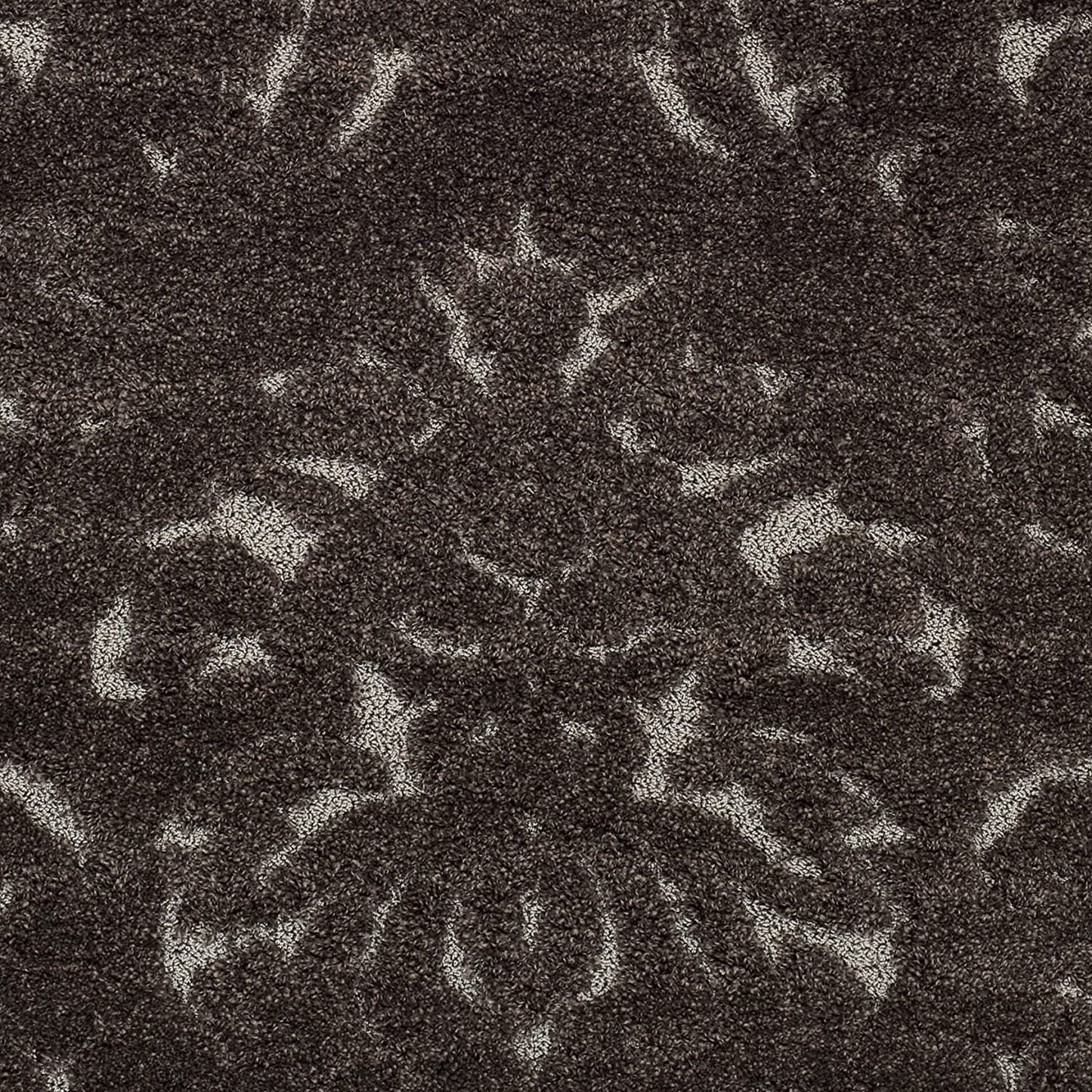 Damask Plush 1.2-inch Thick Area Rug, Dark Brown / Smoke