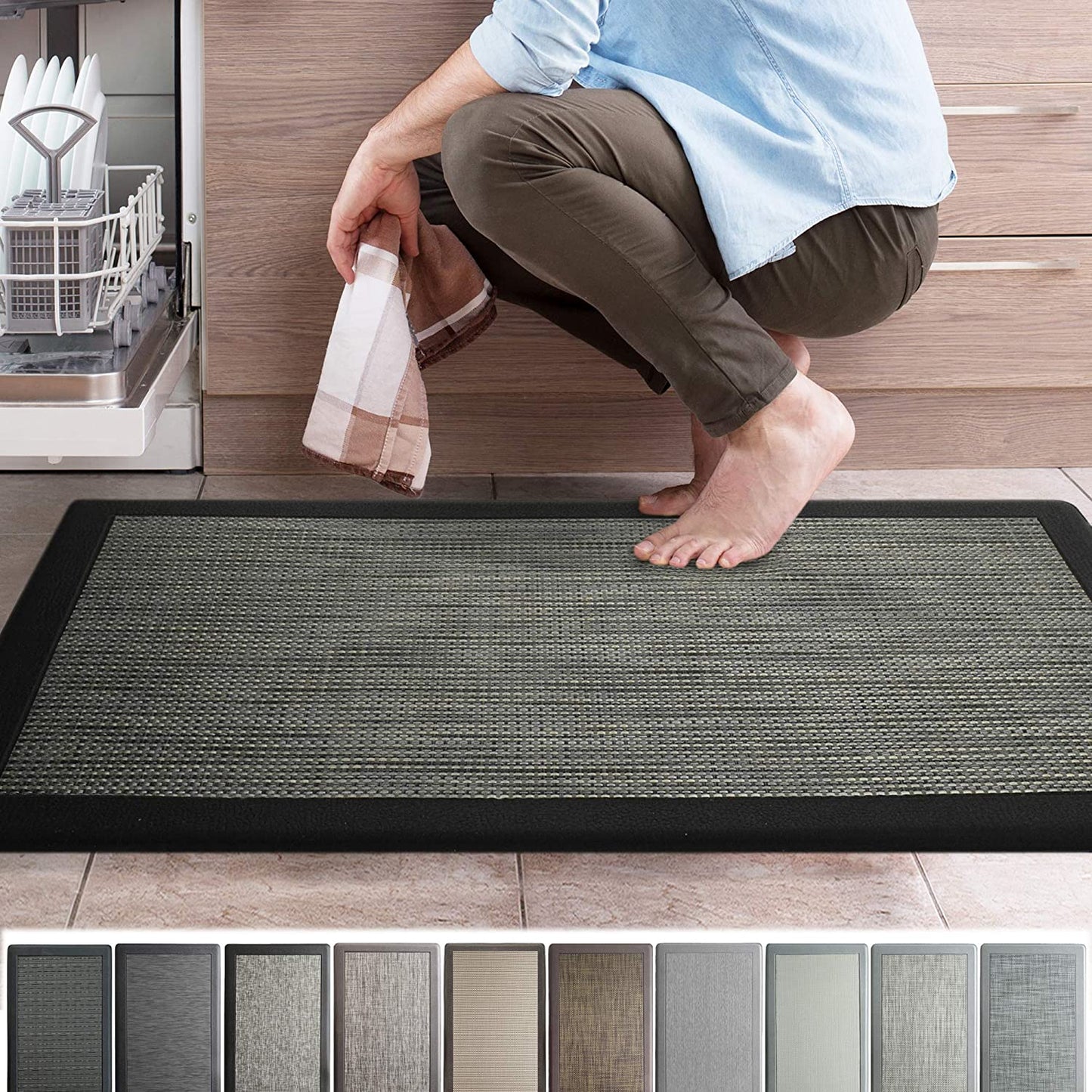 Ergonomic Anti Fatigue Workstation Memory Foam Mat in Stone 39"×20"×0.50" (L×W×H)