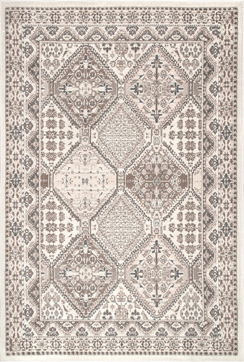 Becca Vintage Tile Area Rug, Oval, Beige