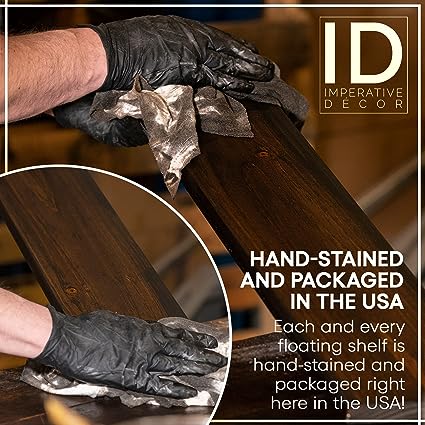 Set of 2 - Functional & Handmade Rustic Wooden Shelve (Dark Walnut, 36" Inch Long x 5.5 Inch Wide)