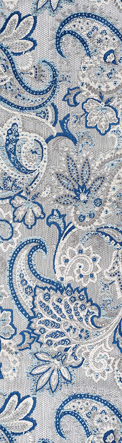Gordes Paisley Indoor/Outdoor Area Rug Light Gray/Blue