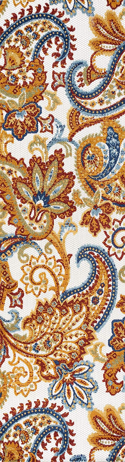 Gordes Paisley Indoor/Outdoor Orange/Multi Rug
