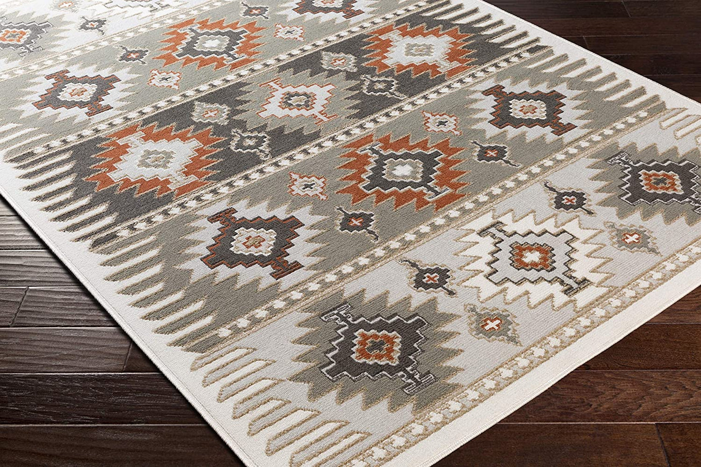 Norie Soft Area Rug Gray / Terracotta
