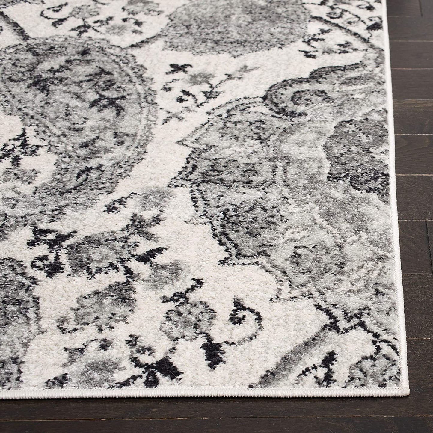 Floral Cream/ Silver Soft Area Rugs