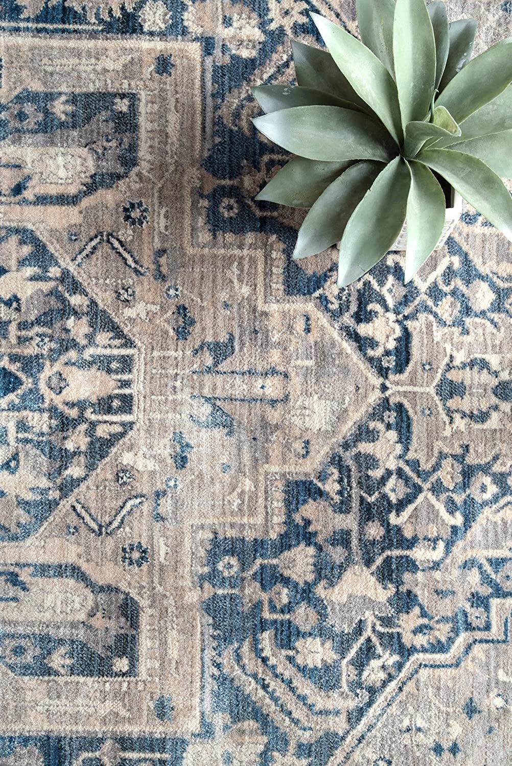 Grey Medallion Fringe Soft Area Rug