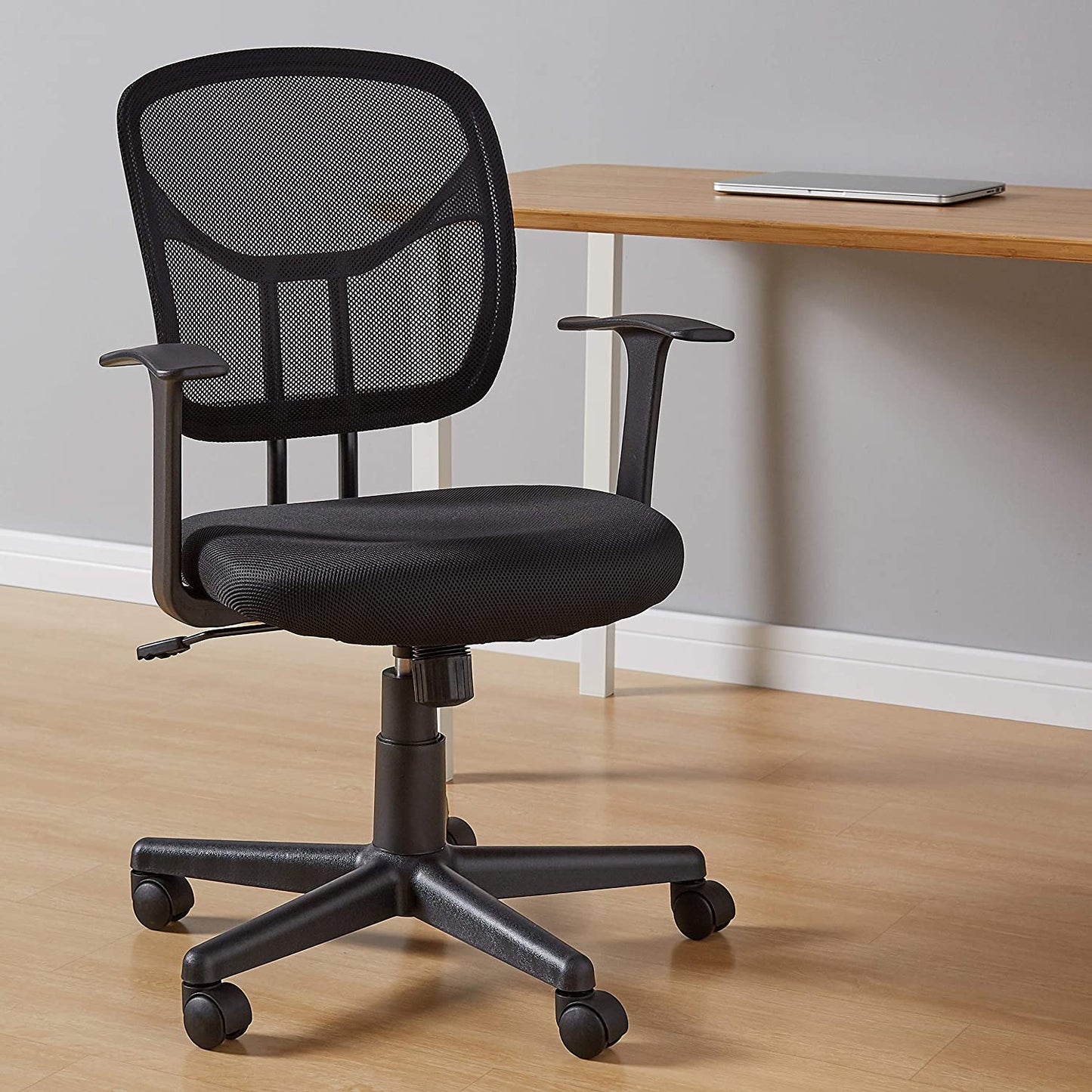 Mesh, Mid-Back, Adjustable, Swivel Office Desk Chair with Armrests, Black