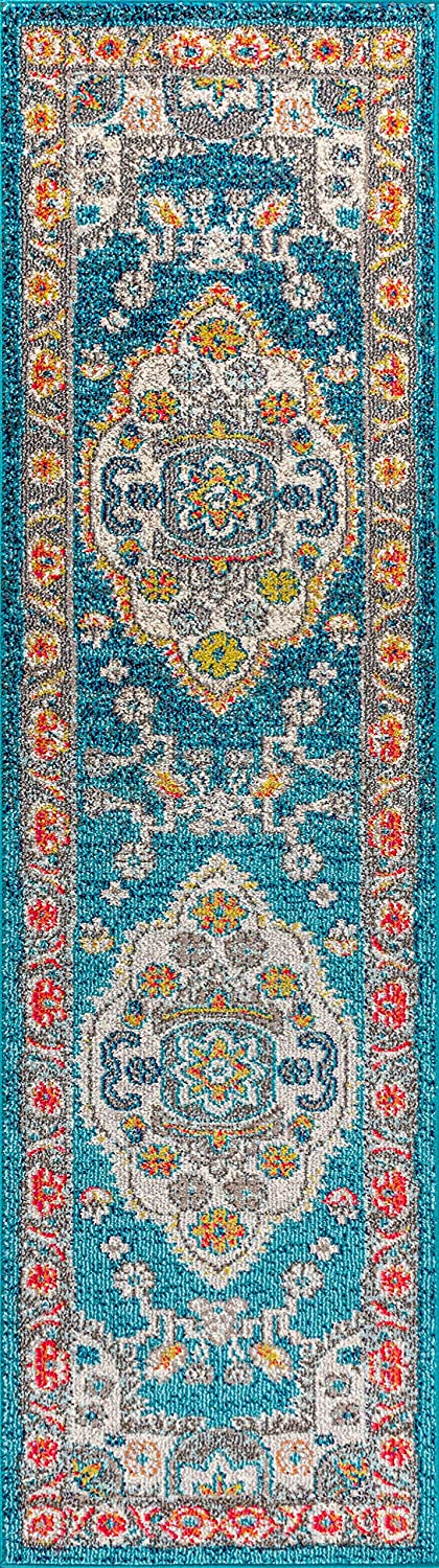 Bohemian Flair Boho Chic Medallion Blue/Yellow Soft Area Rugs