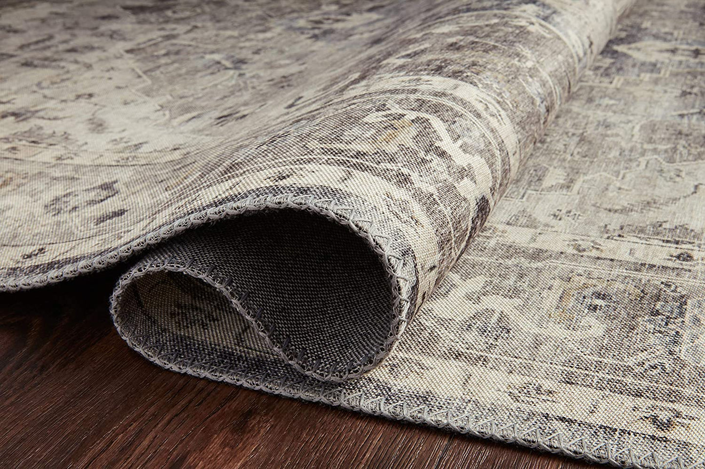 Hathaway Collection  Steel / Ivory, Traditional Soft Area Rug
