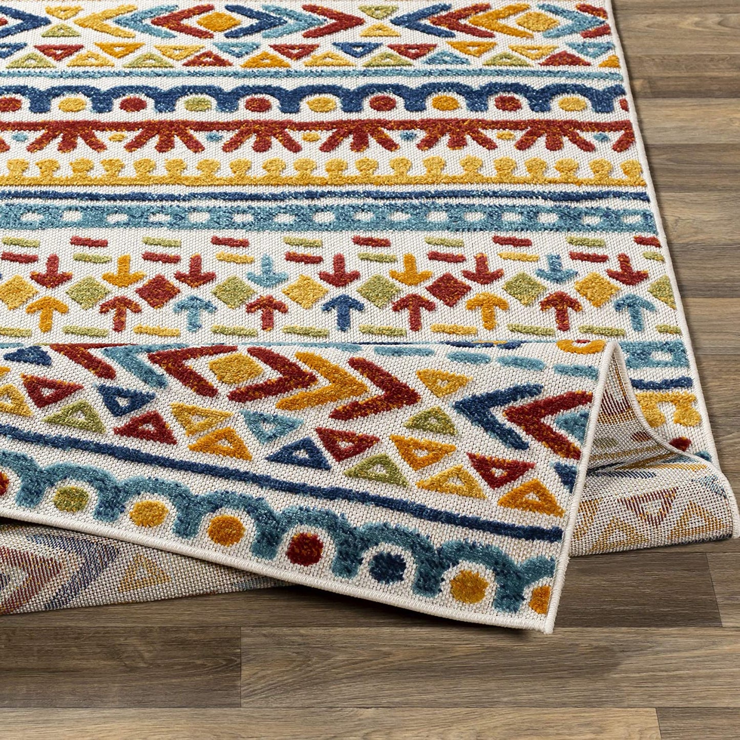 Eclectic Aqua Ivory Multi Area Rug