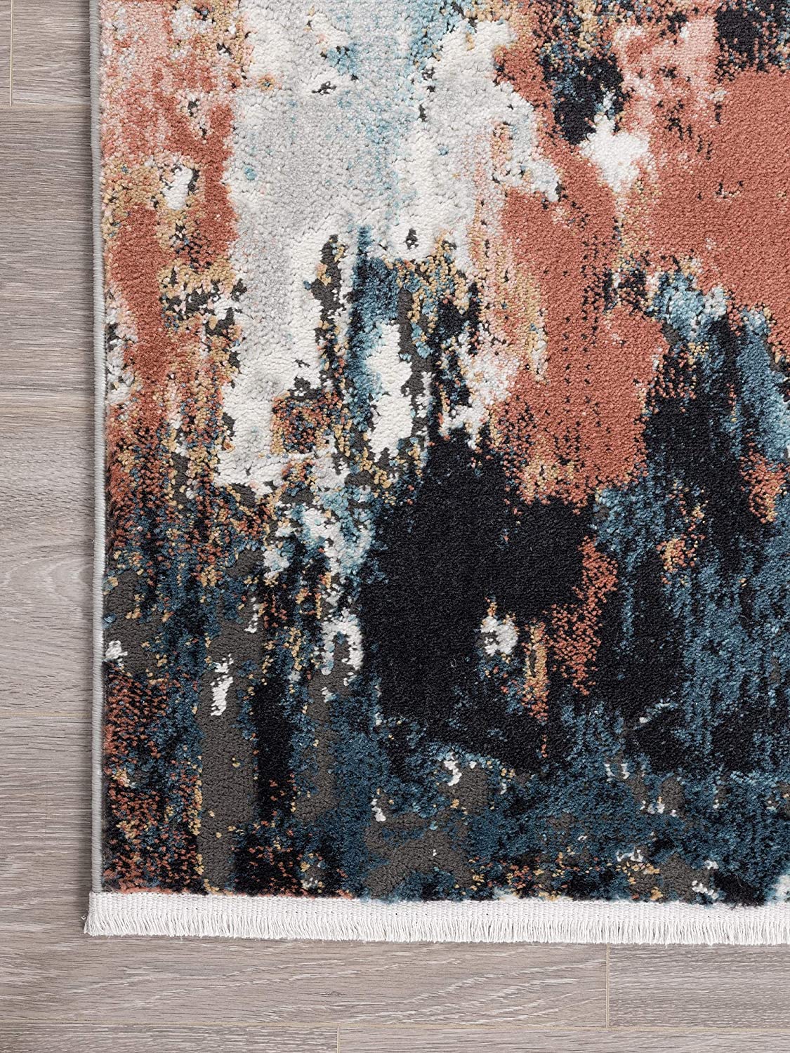 Grey & Copper Abstract Soft Area Rug