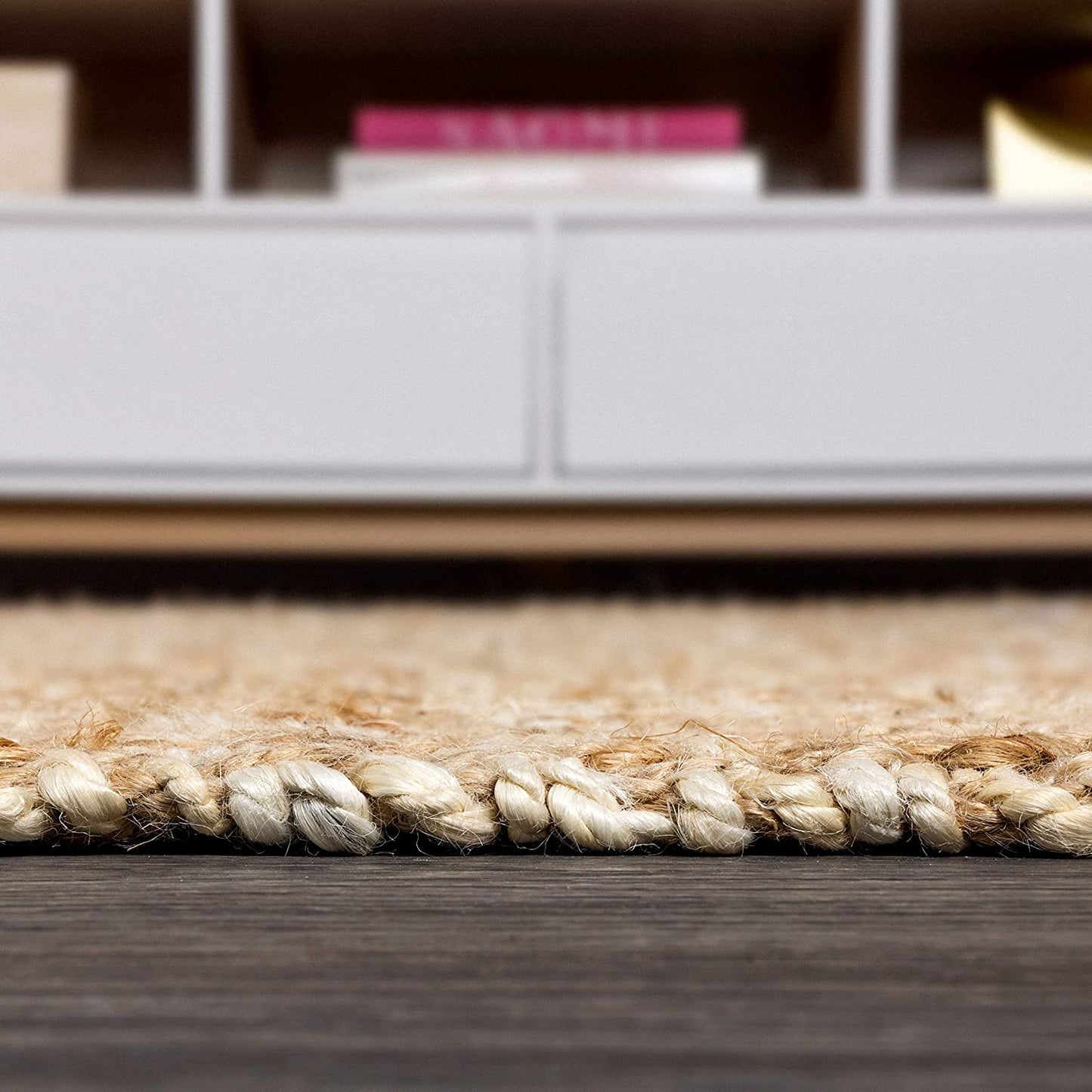 Hira Hand Woven Diamond Chunky Jute Natural soft Area Rug
