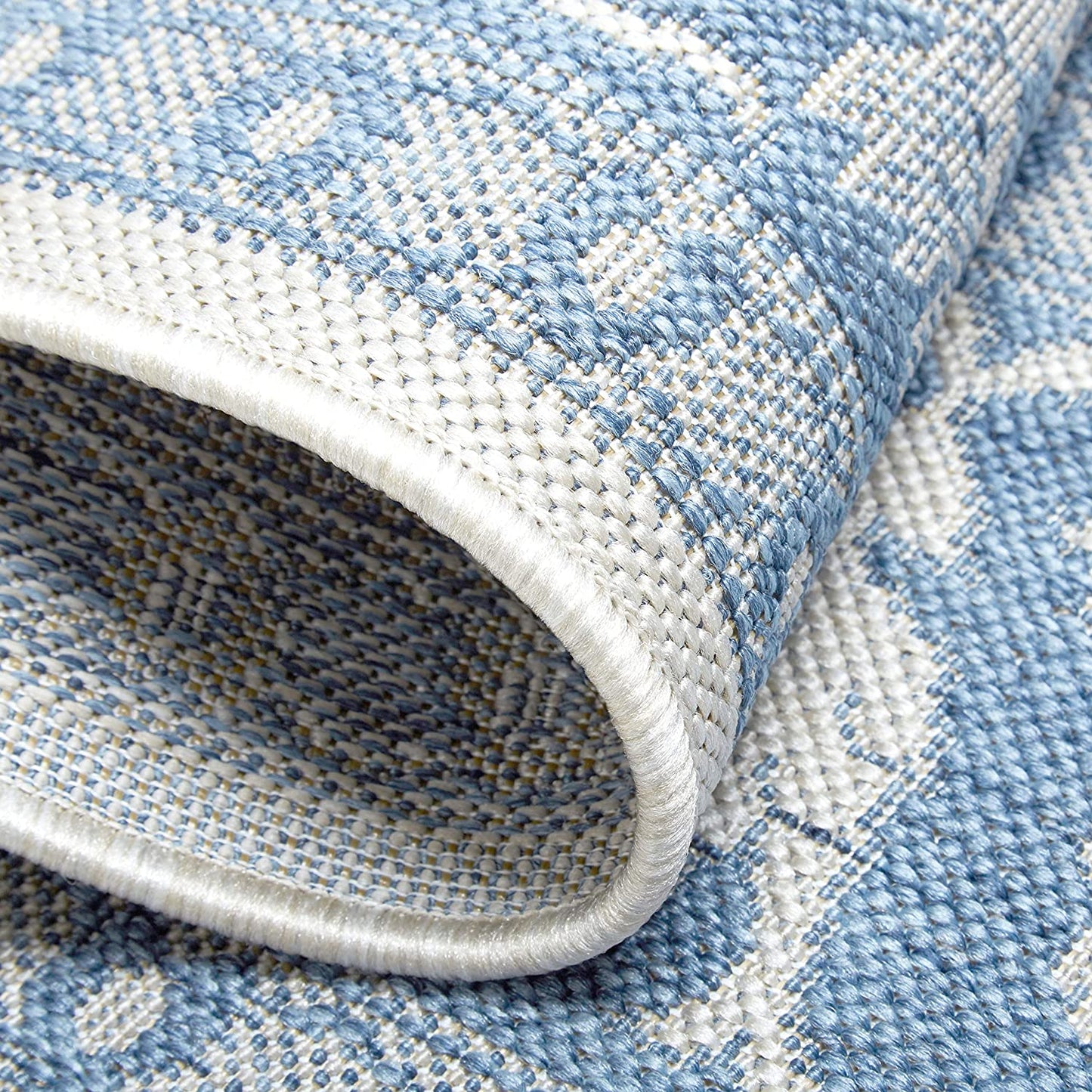 Floral Blue Grey Indoor/Outdoor Area Rug - UV/Weather Resistant