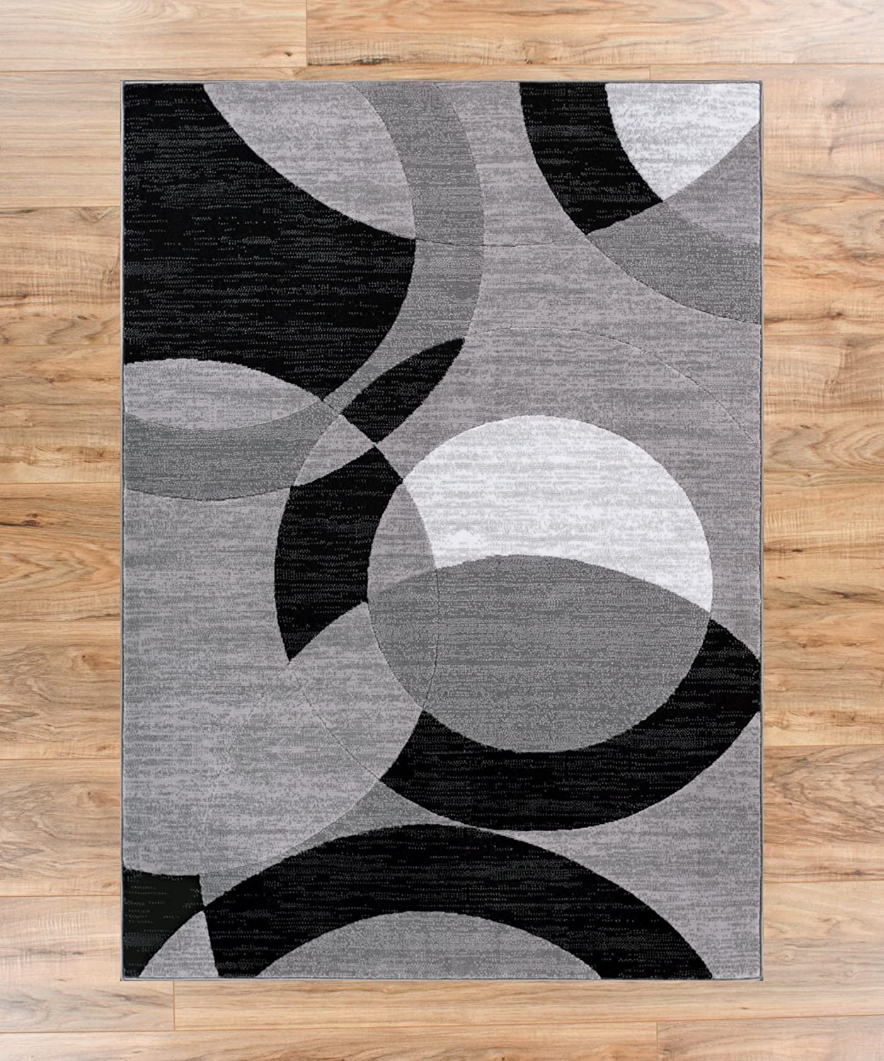 Grey Geometric Modern Casual Abstract Boxes Lines Circles Soft Area Rug