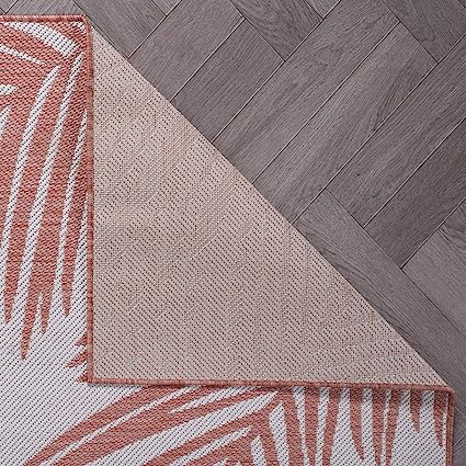 Contemporary Distressed Leaves Textured Flat Weave Easy Cleaning Outdoor Rugs