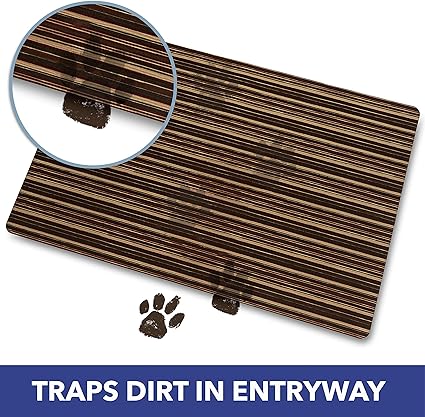 Smooth Step Striped Machine Washable Low Profile Stain Resistant Non-Slip Versatile Utility Kitchen Mat, Blue/Black, 24"x35"
