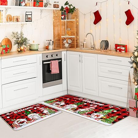 Set of 2 Waterproof Non-Slip Welcome Floor Mat Low-Profile Holiday Home Bathroom Decoration (17x29 17x47 Inch) (Pattern-01)