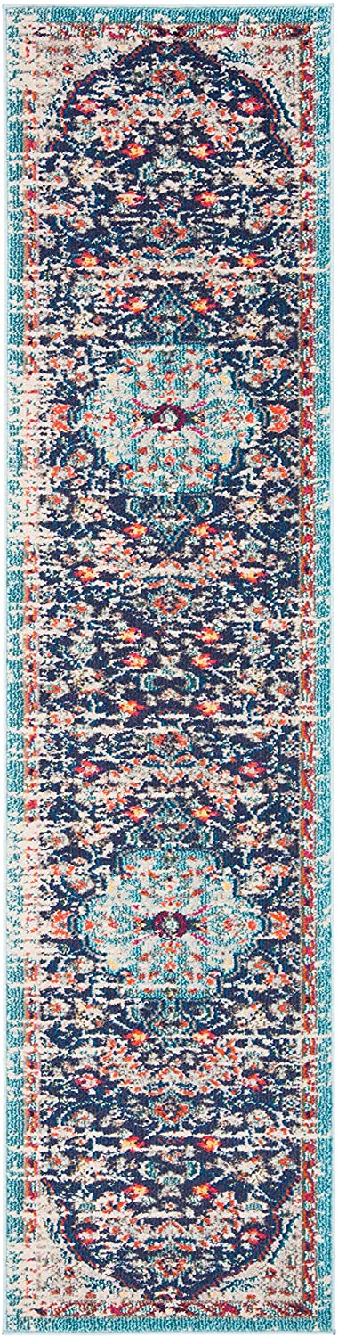 Boho Chic Vintage Medallion Distressed Area Rug Black/Teal