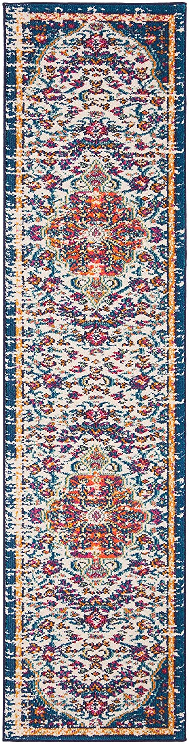 Boho Chic Vintage Medallion Distressed Area Rug Ivory/Orange