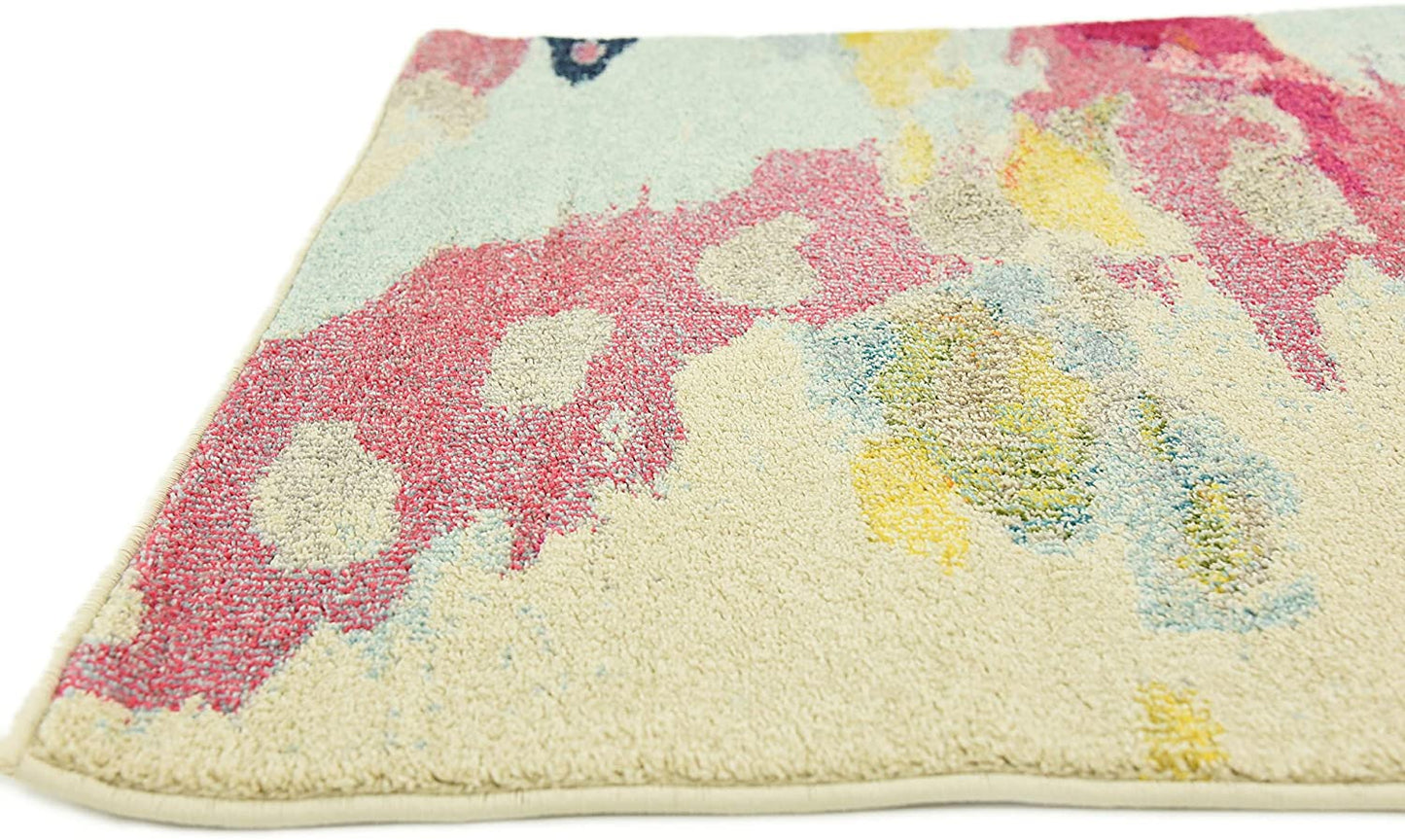 Estrella Collection Modern Abstract Pink Area Rug