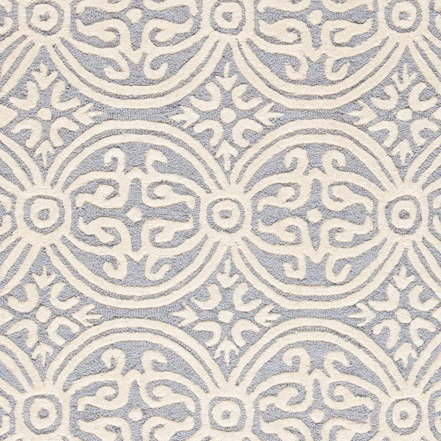 Handcrafted Geometric Light Blue Ivory Premium Wool Soft Area Rug