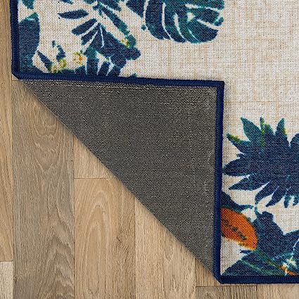 Contemporary Floral Border Non-Shedding Outdoor Rugs - 2' x 7' (Multi)