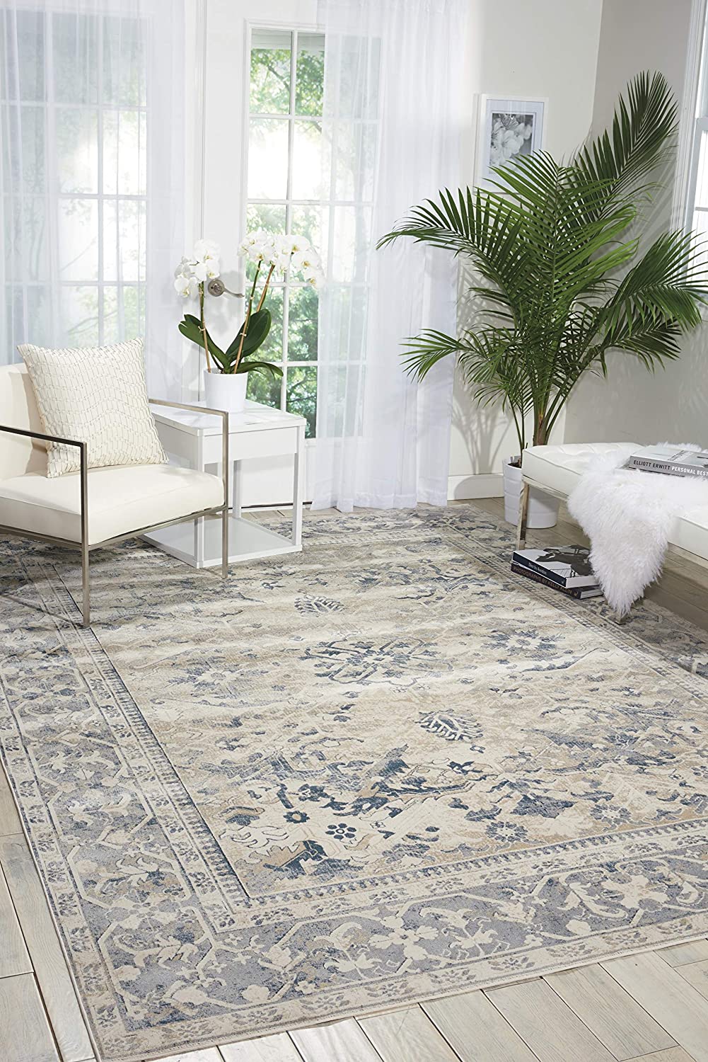 Antique Kathy Irelands Ivory Blue Soft Area Rug
