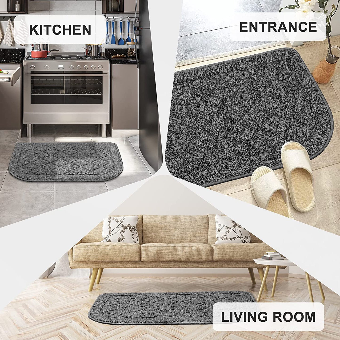 18×27 Inch Made of 100% Polypropylene Non Skid Washable Kitchen Rug