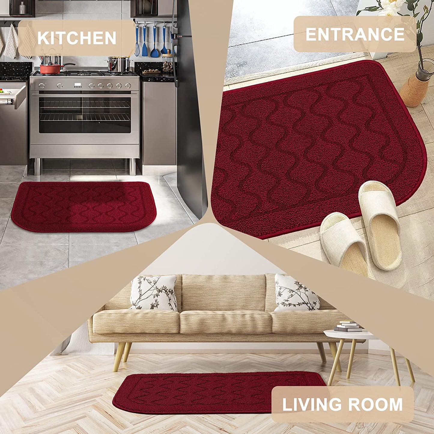 18×27 Inch Made of 100% Polypropylene Non Skid Washable Kitchen Rug