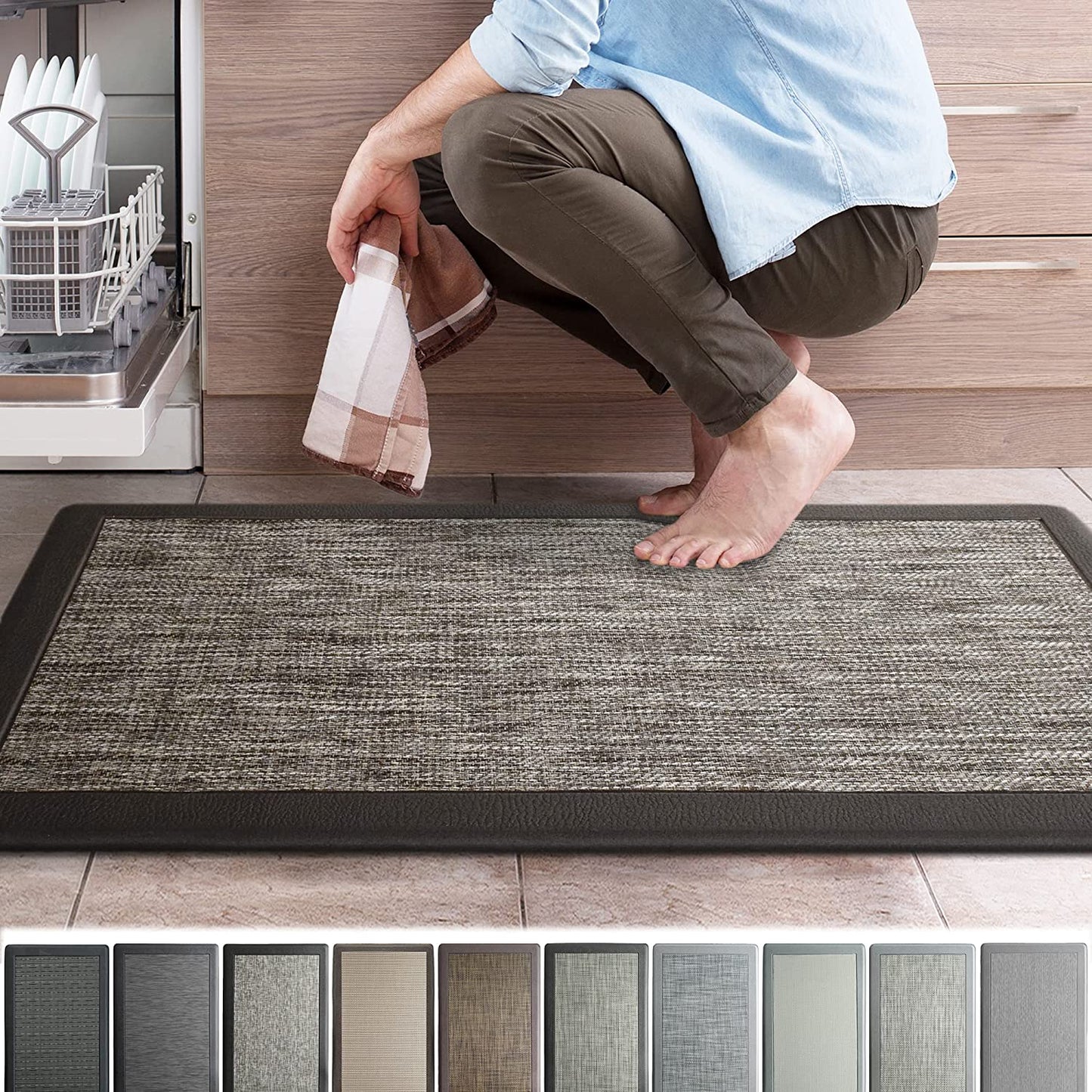 Ergonomic Anti Fatigue Workstation Memory Foam Mat in Stone 39"×20"×0.50" (L×W×H)