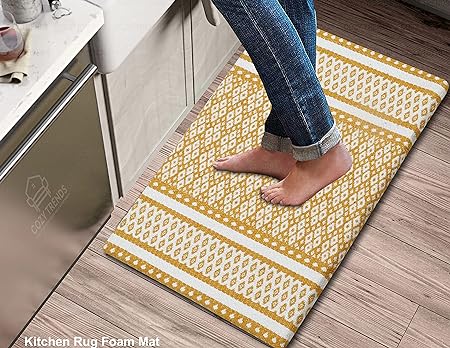 Cushioned Anti-Fatigue Waterproof Non-Slip Heavy Duty Comfort Foam Rug (Black, 18''x30'')