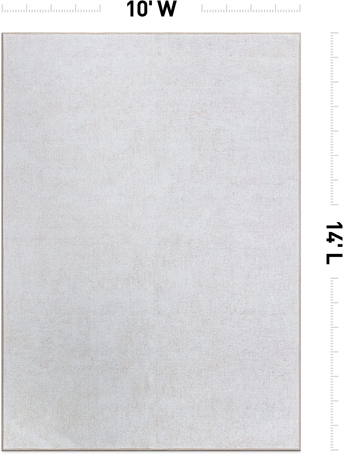 Contemporary Solid Stain Resistant Flat Weave Eco Friendly Premium Recycled Machine Washable Area Rug 10'x14' Cream