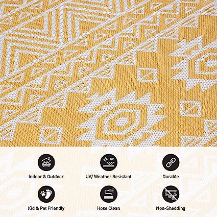 Lecce Distressed Geometric Bohemian Textured Flat Weave Easy Cleaning Outdoor Rugs