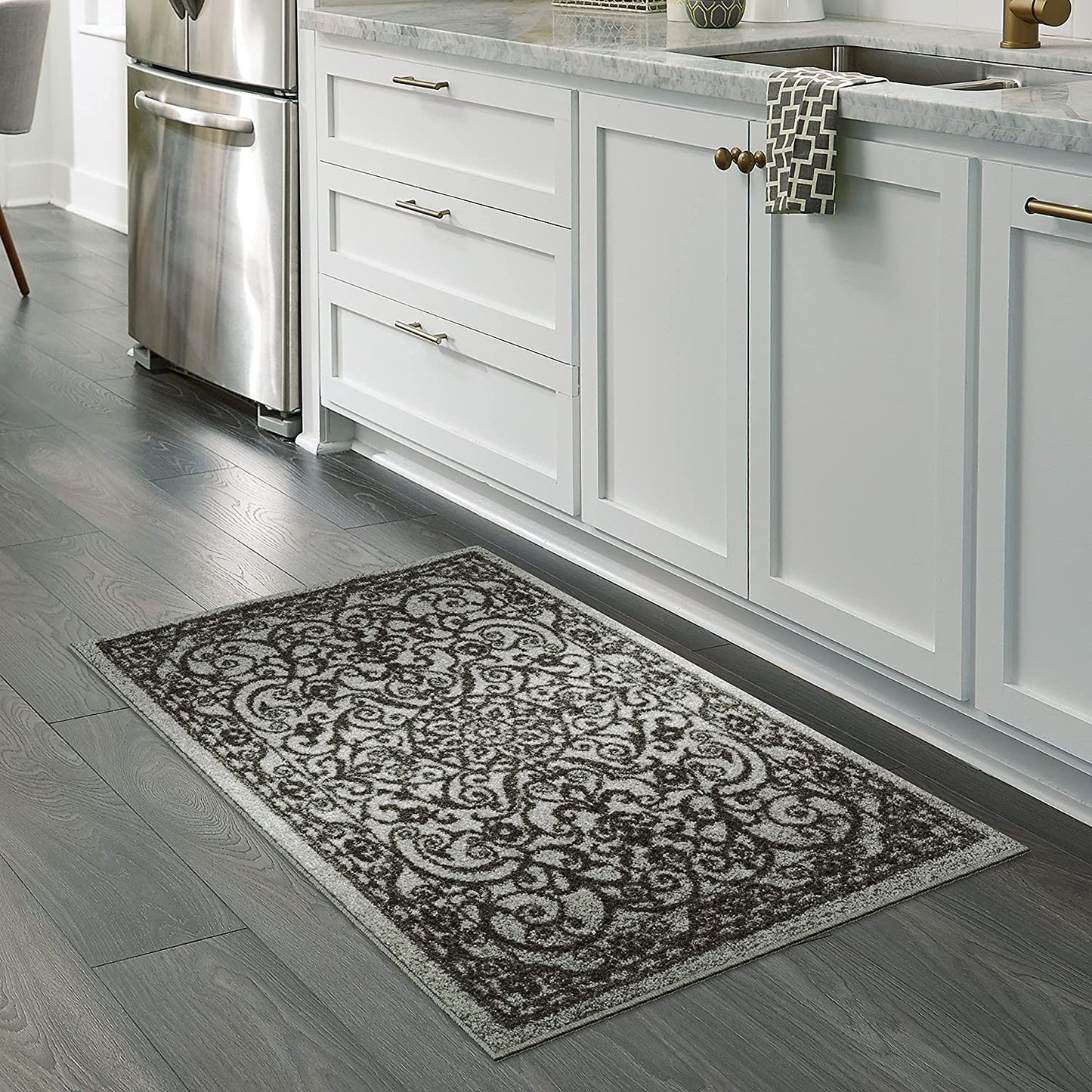 Maples Rugs Pelham Vintage Kitchen Rugs Non Skid Grey Tonal