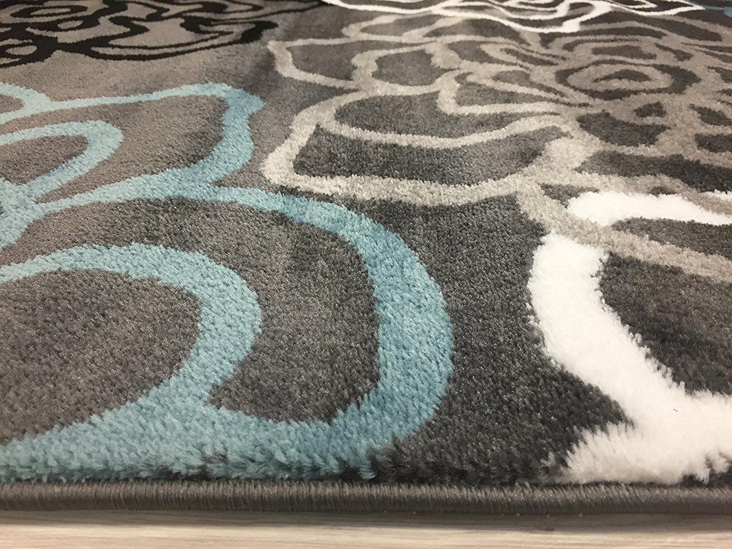 Floral Gray Blue Area Rug