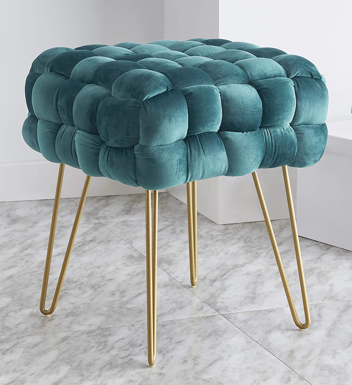 Home Mirage Modern Contemporary Square Woven Upholstered Ottoman Table