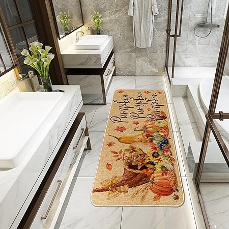 17x29 Inch, Turkey Orange Thanksgiving Fall Welcome Mats