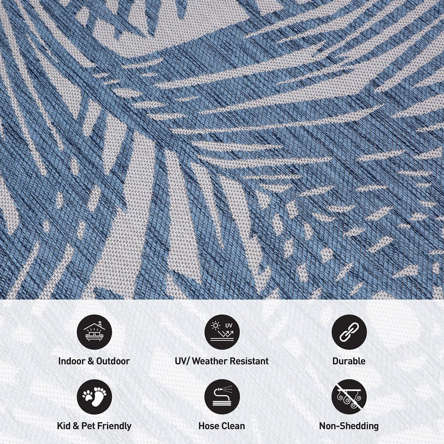 Contemporary Palm Leaf Flat Weave Rugs for Indoor/Outdoor