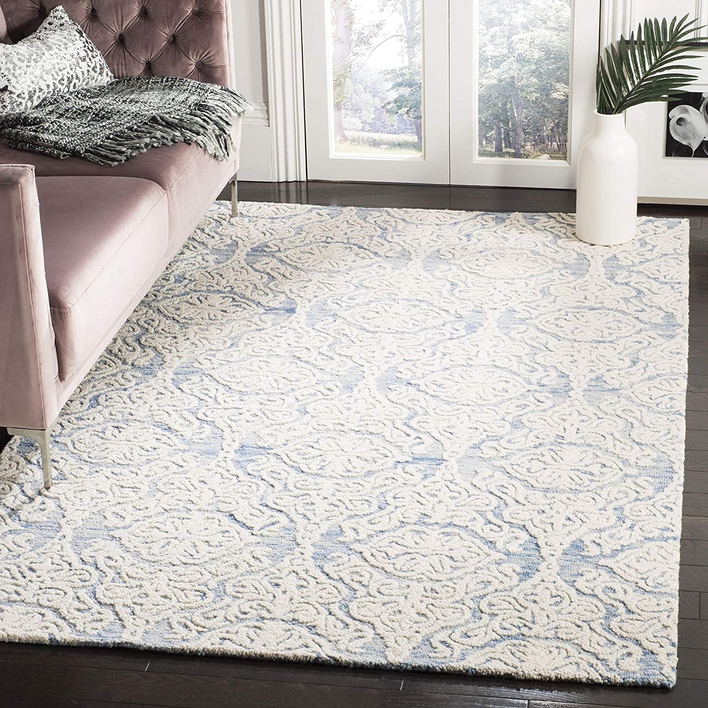 Blossom Handmade Premium Wool Soft Area Rug, Beige / Ivory