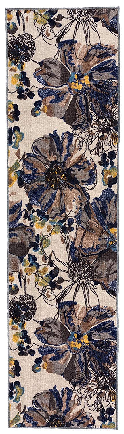 Floral Cream Multicolor Area Rug Non-Slip Non Skid