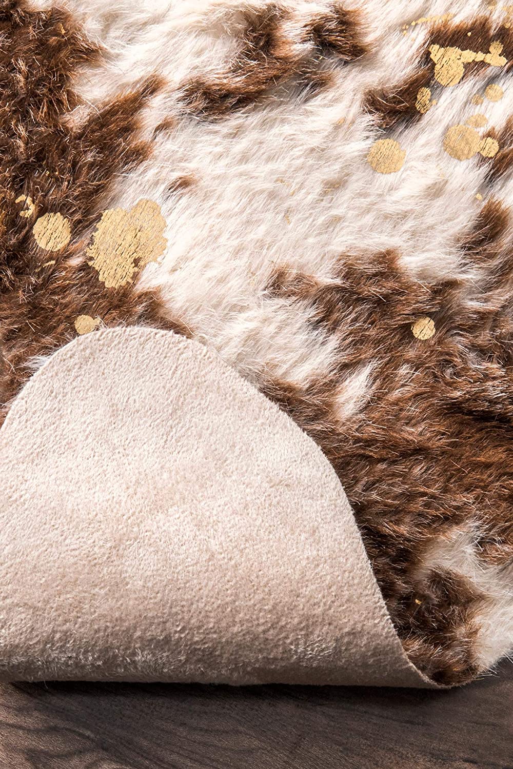 Brown Faux Cowhide Shaped Rug
