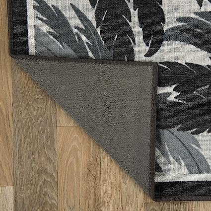 Tropical Floral Border Non-Shedding Outdoor Rugs - 2' x 7'