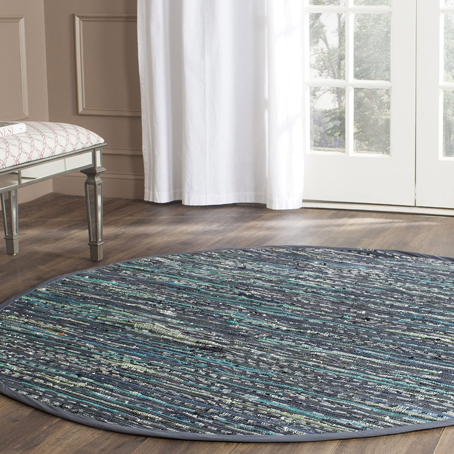 Hand Woven Ink and Multi Cotton Area Rug