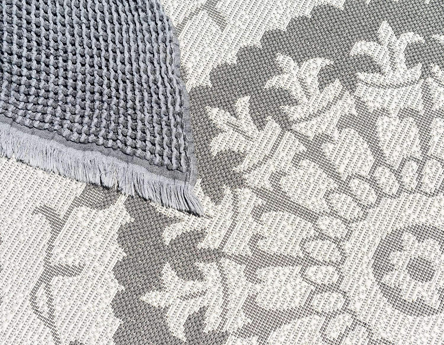 Botanical Collection Floral Abstract Transitional Indoor Outdoor Flatweave Gray/Light Gray Area Rug