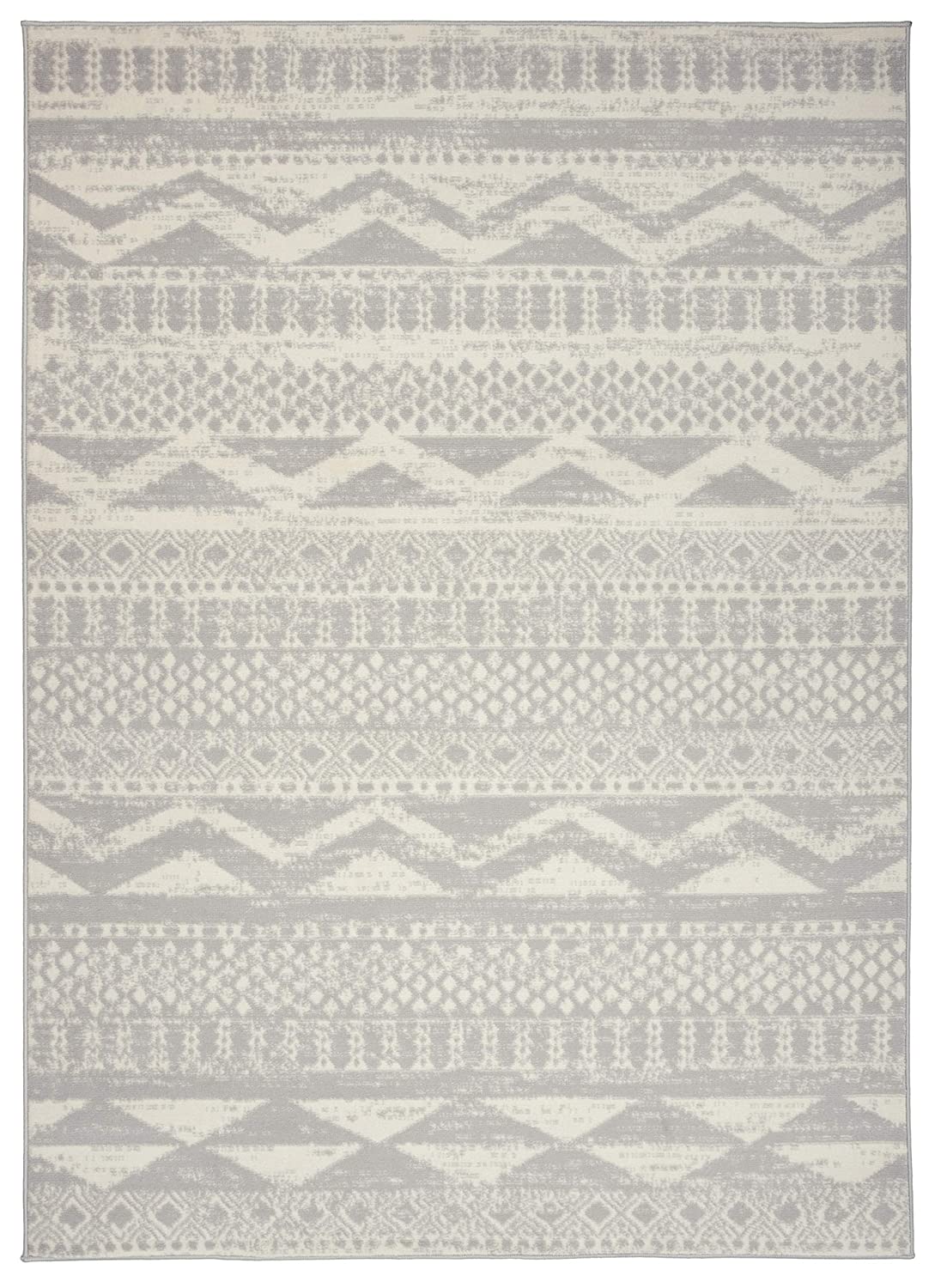 Contemporary Bohemian Gray Ivory Area Rug