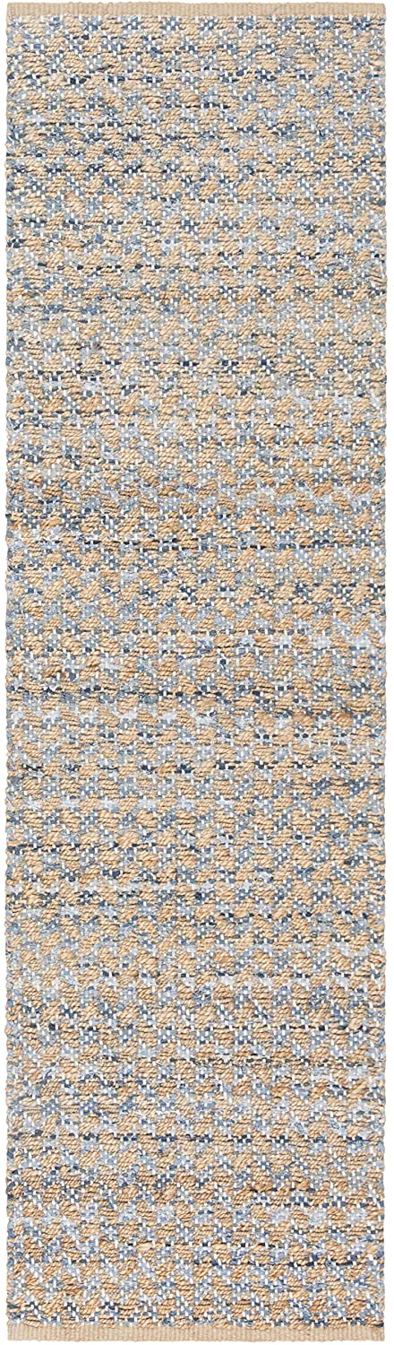 Cape Cod Collection Handmade Coastal Braided Jute Soft Area Rug Blue / Natural