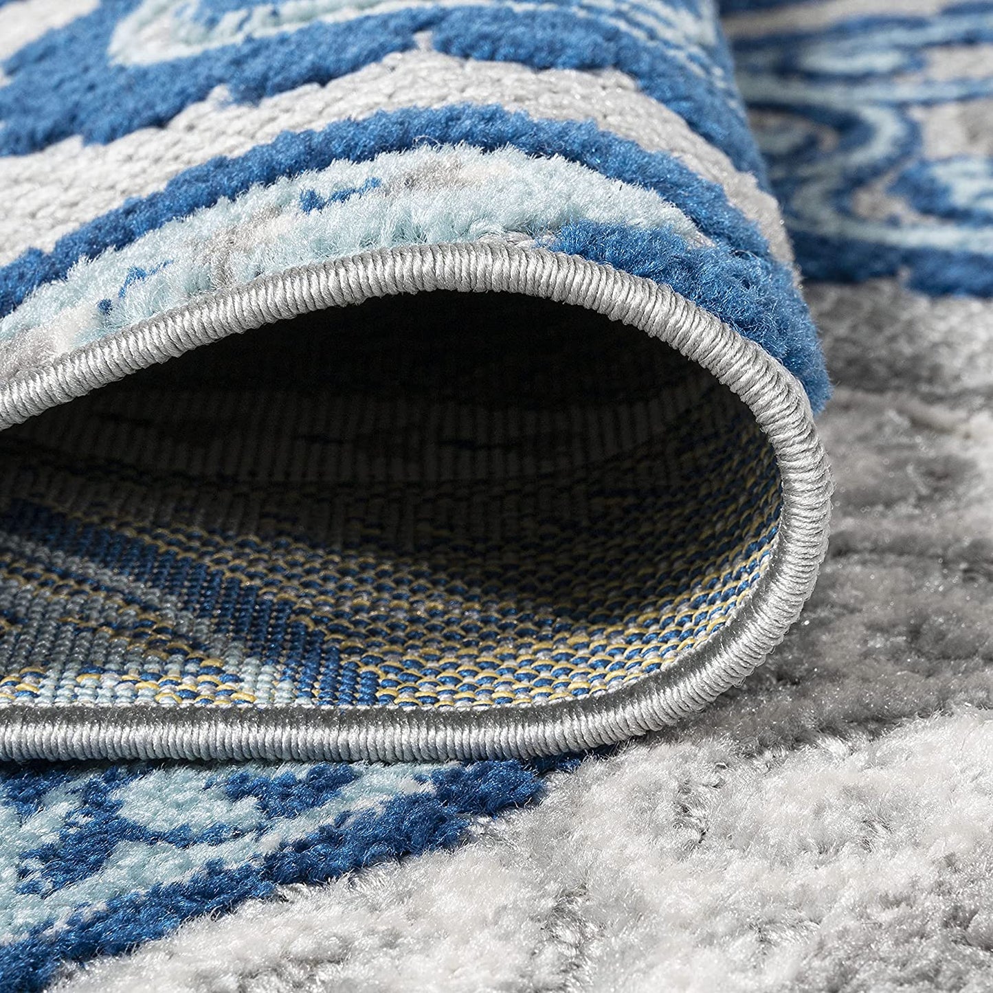 Julien Paisley High-Low Soft Area Rug Indoor Blue/Light Gray