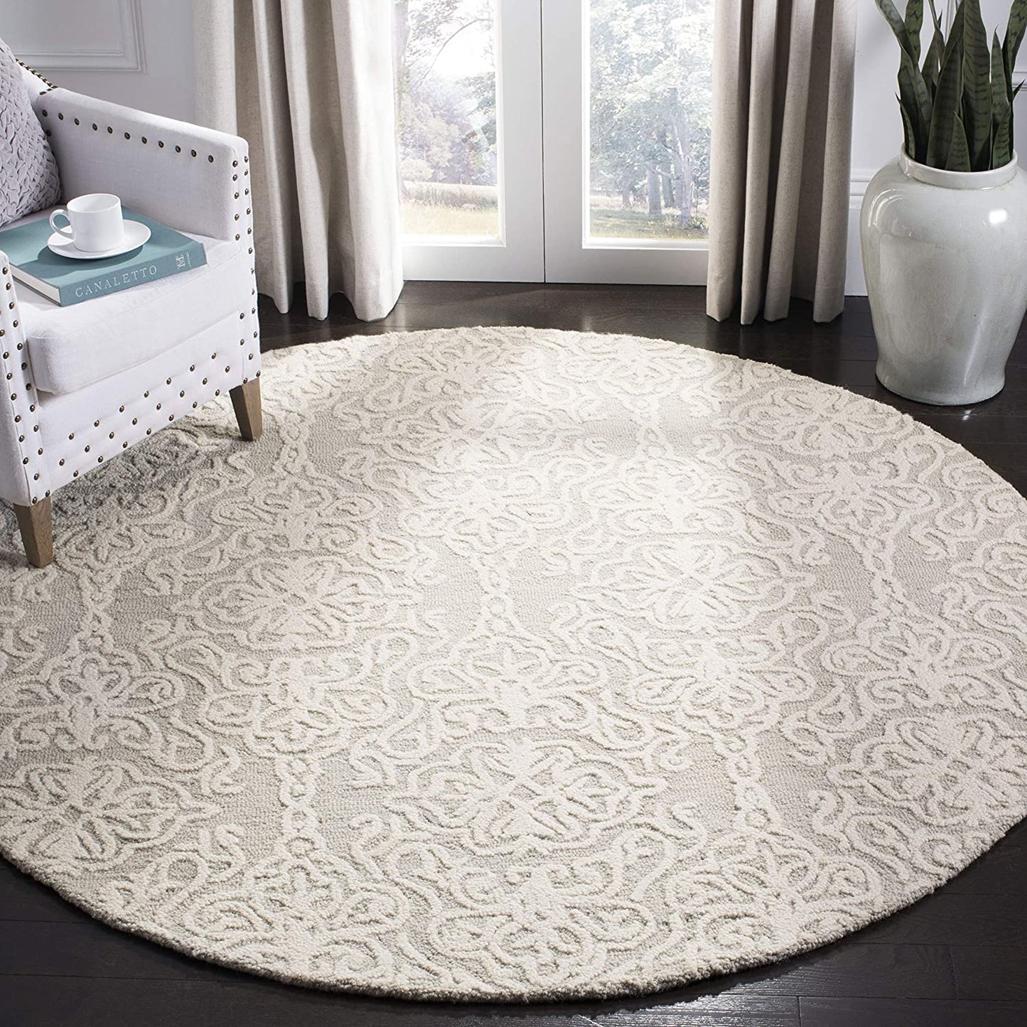 Blossom Collection BLM112B Handmade Premium Wool Soft Area Rug Beige / Ivory
