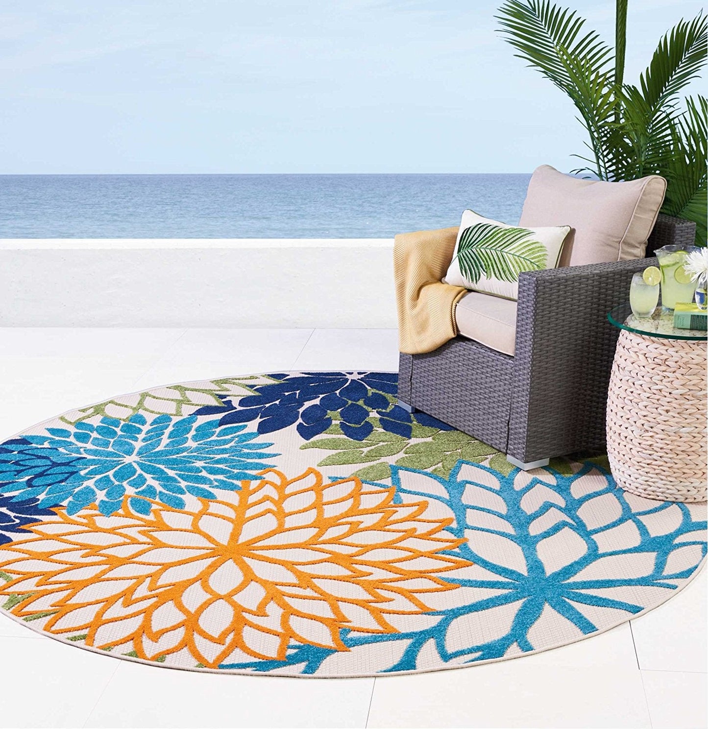 Floral Indoor/Outdoor Multi-color Area Rug