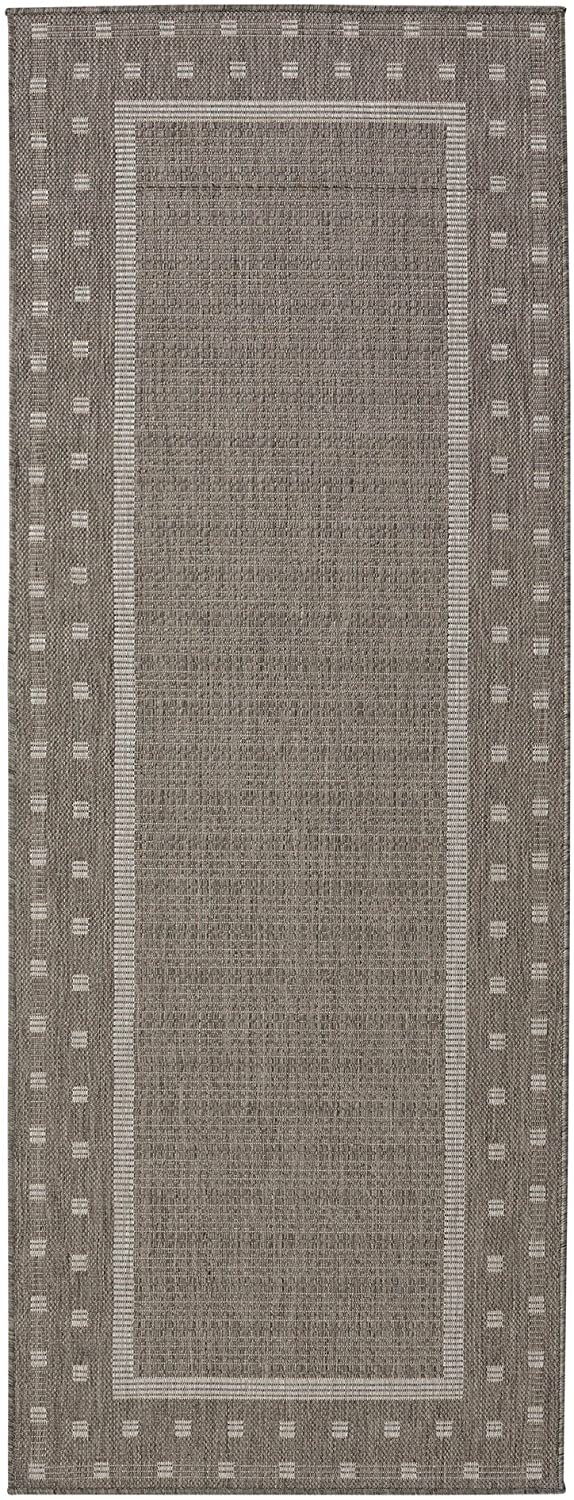 Sohaib Ottomanson Jardin Indoor/Outdoor Bordered Rug Grey